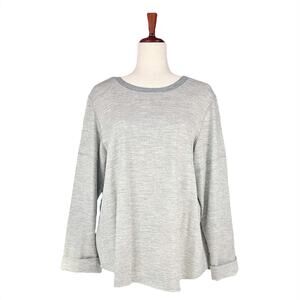 VINCE 100% Wool Soft Cuff-Sleeve Relaxed Crewneck Sweater Top Light Gray Size L